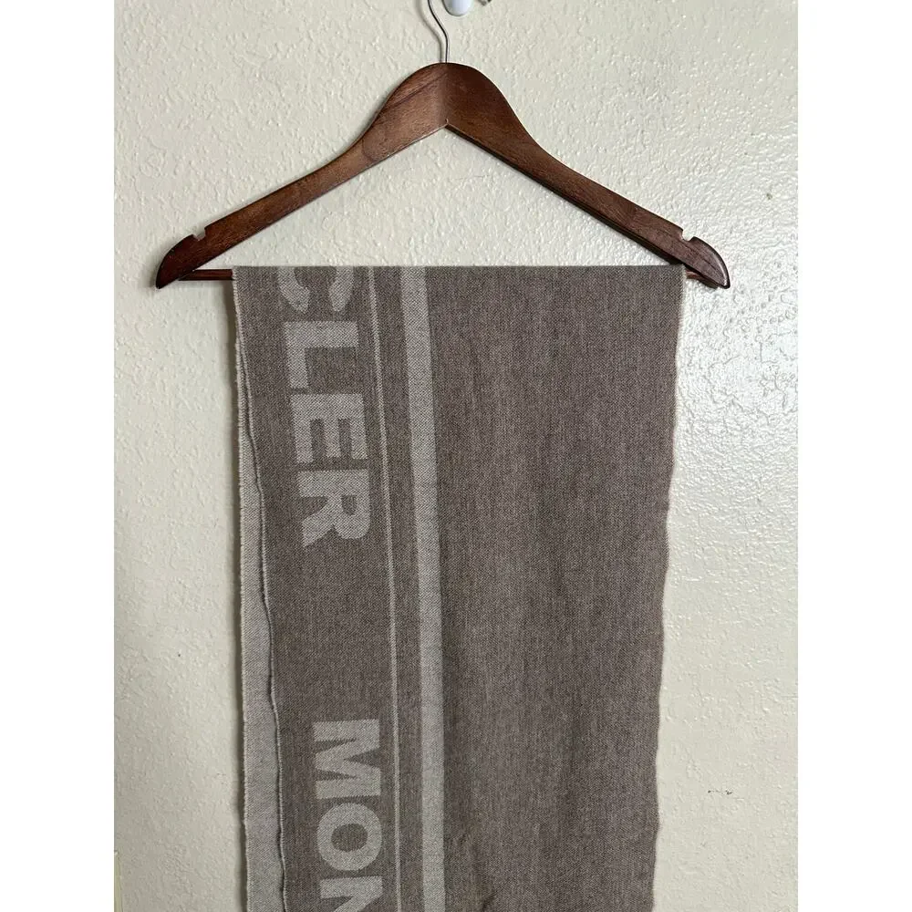 Moncler Wool Logo Scarf Fringed